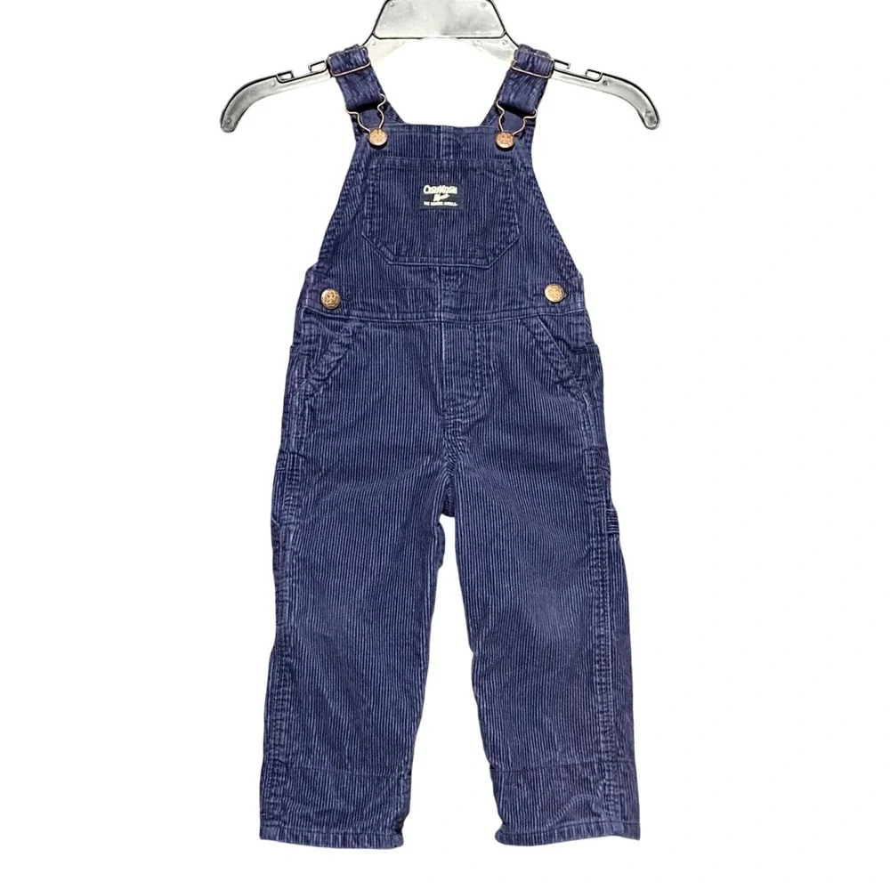 OshKosh B'gosh Kids Vestbak Blue‎ Corduroy Bib Overalls Size 12 Months Unisex